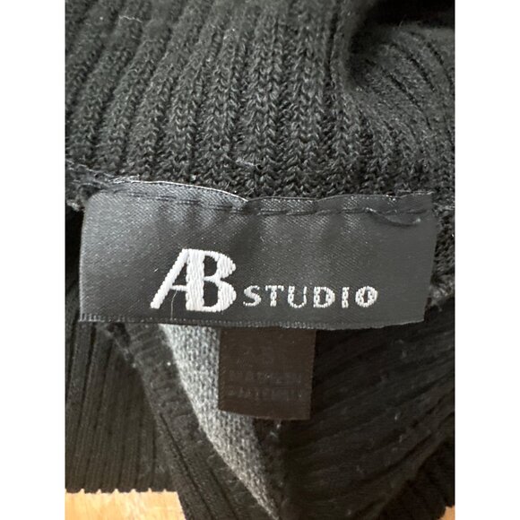 AB Studio Off Shoulder Chevron Stripe Alternating Gray Black Cowl Neck Sweater S - Picture 6 of 8